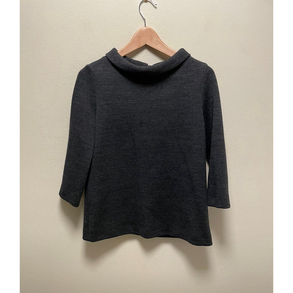 Tara Jarmon Womens Sweater Size 40 US 12 Dark Gray Wool Blend Cowl Neck Modern